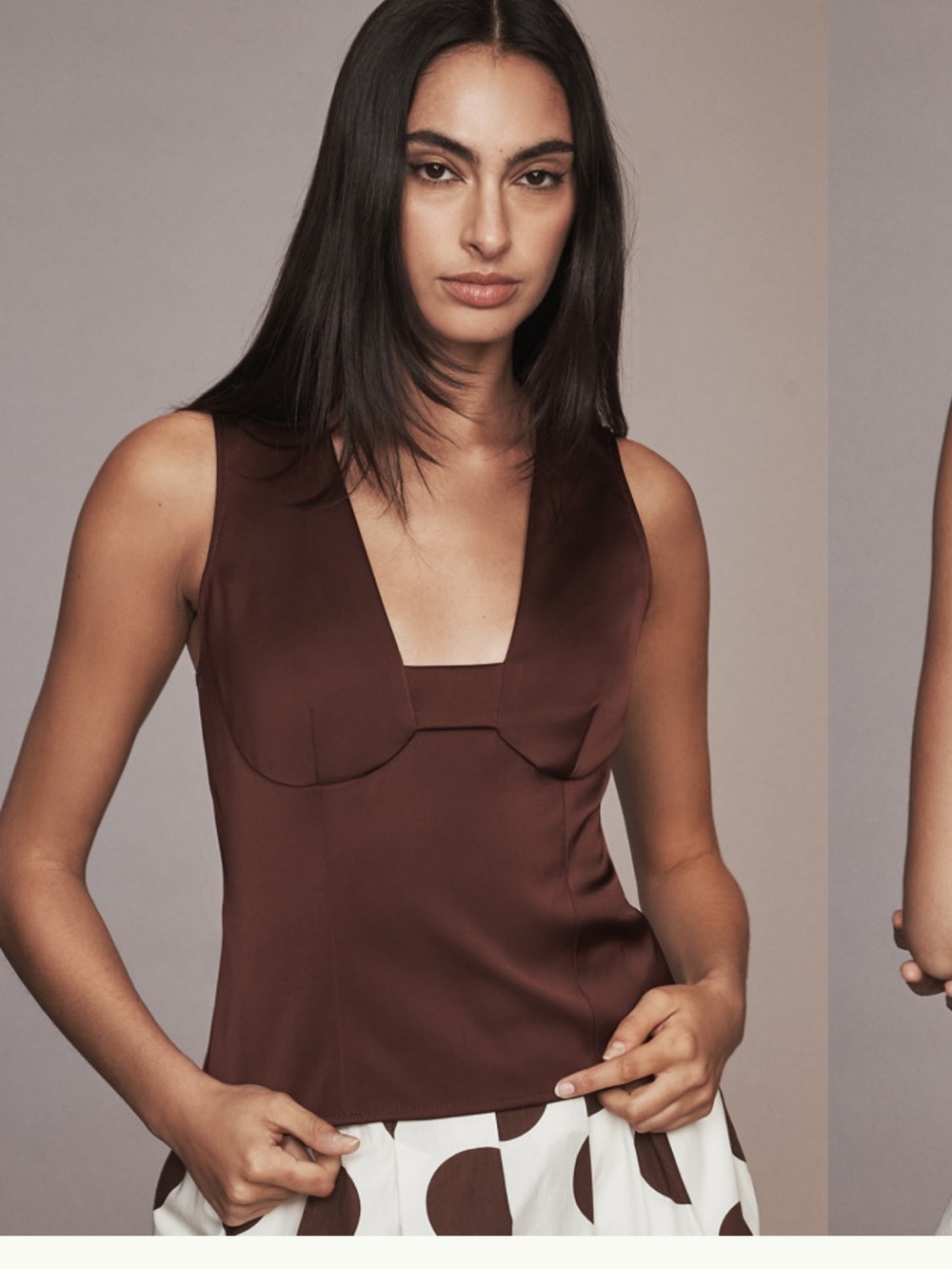 Anthropologie Sleeveless Plunge Neck Top